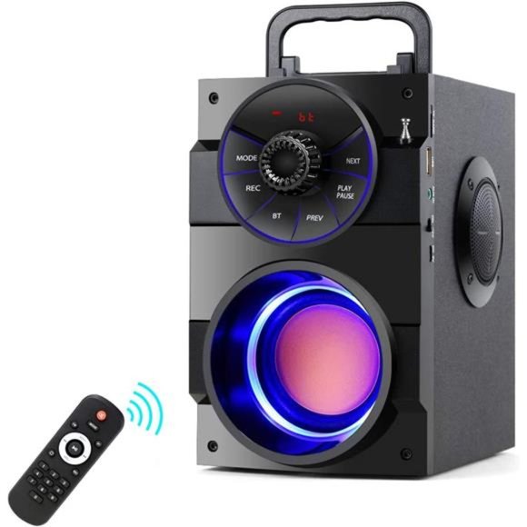 Bluetooth, Portable Wireless Speaker with Subwoofer Heavy Bass,2 Loud ,LED Light - Picture 1 of 6